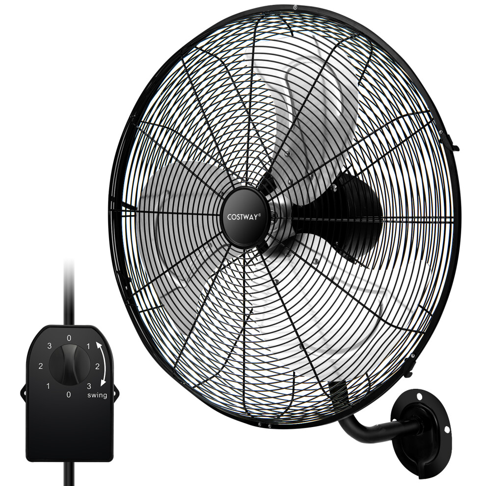 20" Oscillating Wall Fan w/ 3 Speed 85 Degree Oscillating Wall-Mounted