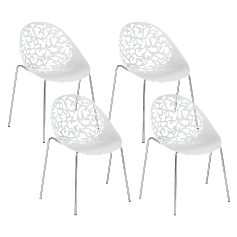 Set of 4 Dining Chairs MUMFORD White
