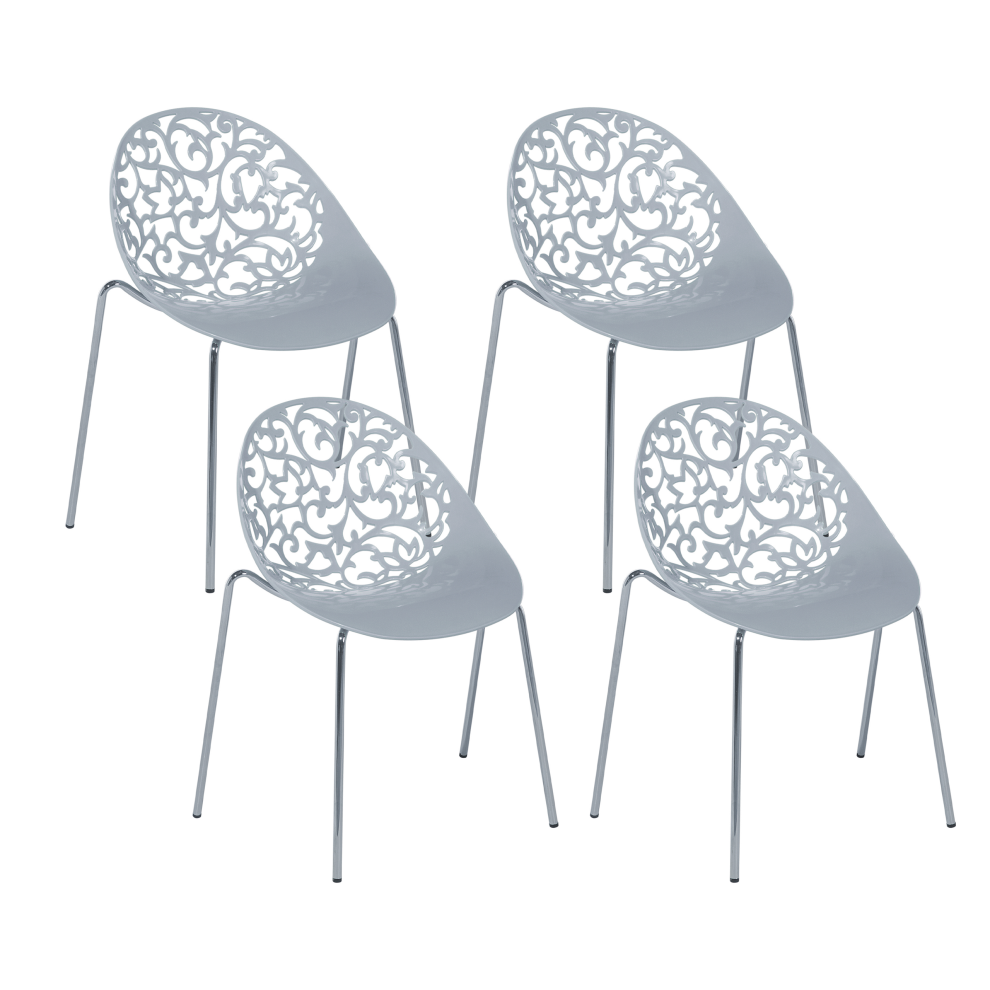 Set of 4 Dining Chairs MUMFORD Light Grey