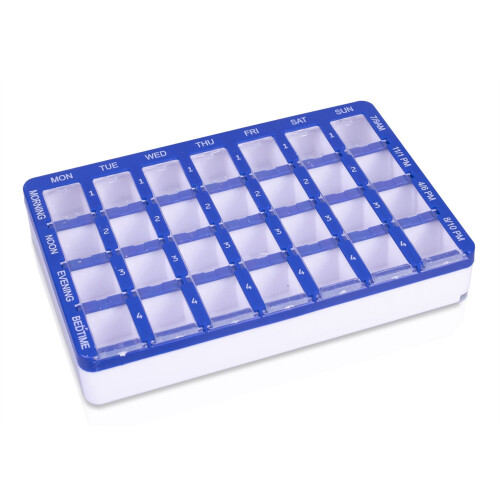 7 Day Weekly 4 Section 28 Compartment Pill Tablet Dispenser Box