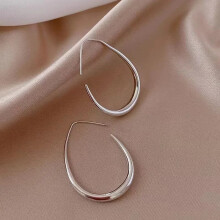 (Silver) Geometric Oval Hoop Earrings for Women