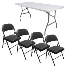 Royalford Pack of 4 Folding Padded Chair with 6ft Heavy Folding Table