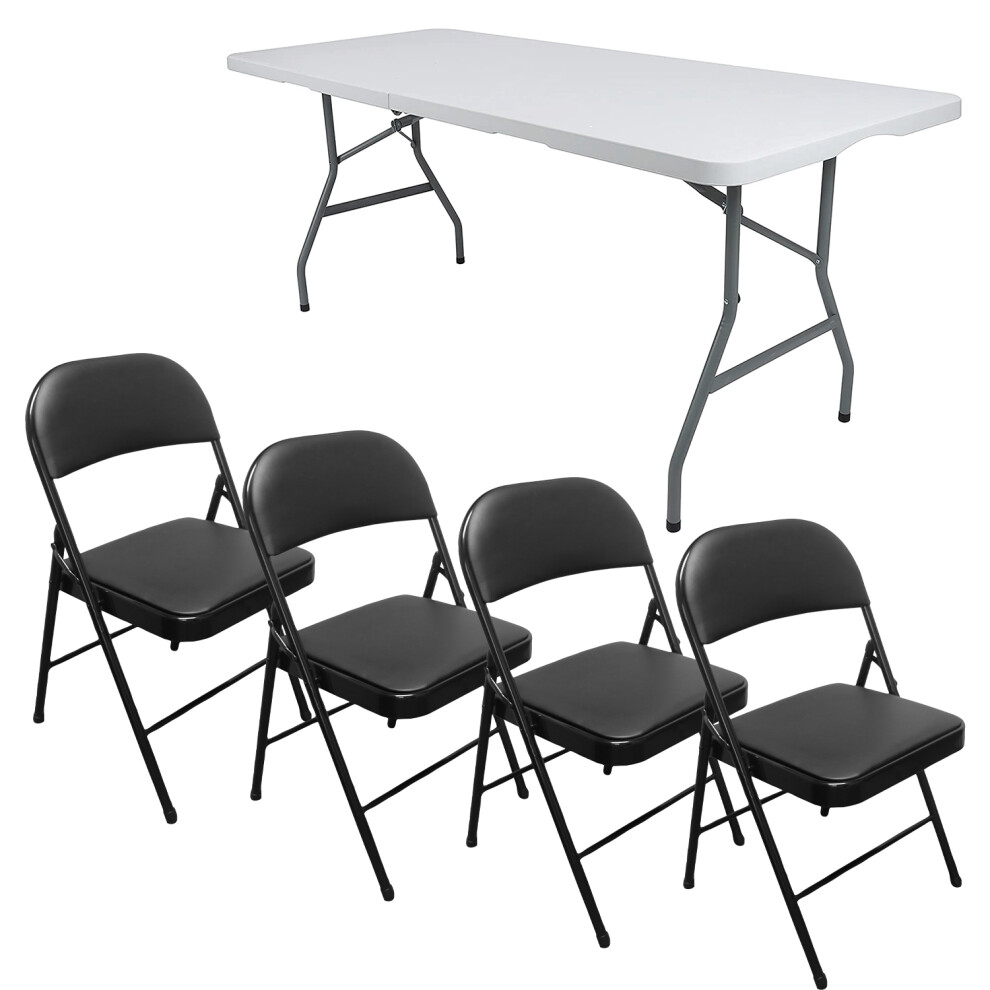 Royalford Pack Of 4 Folding Padded Chair With 6Ft Heavy Folding Table