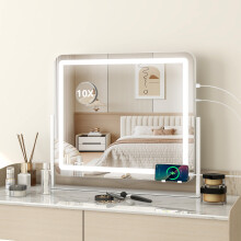 (White) LED Lighted Hollywood Mirror 360° Rotation USB UK