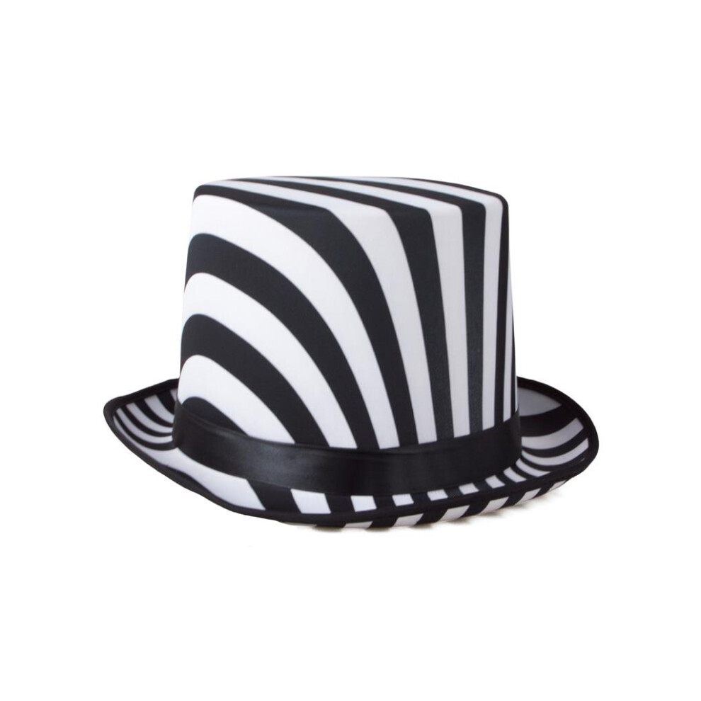 Top Hat - Black / White Stripe , Circus / Beetlejuice / Show