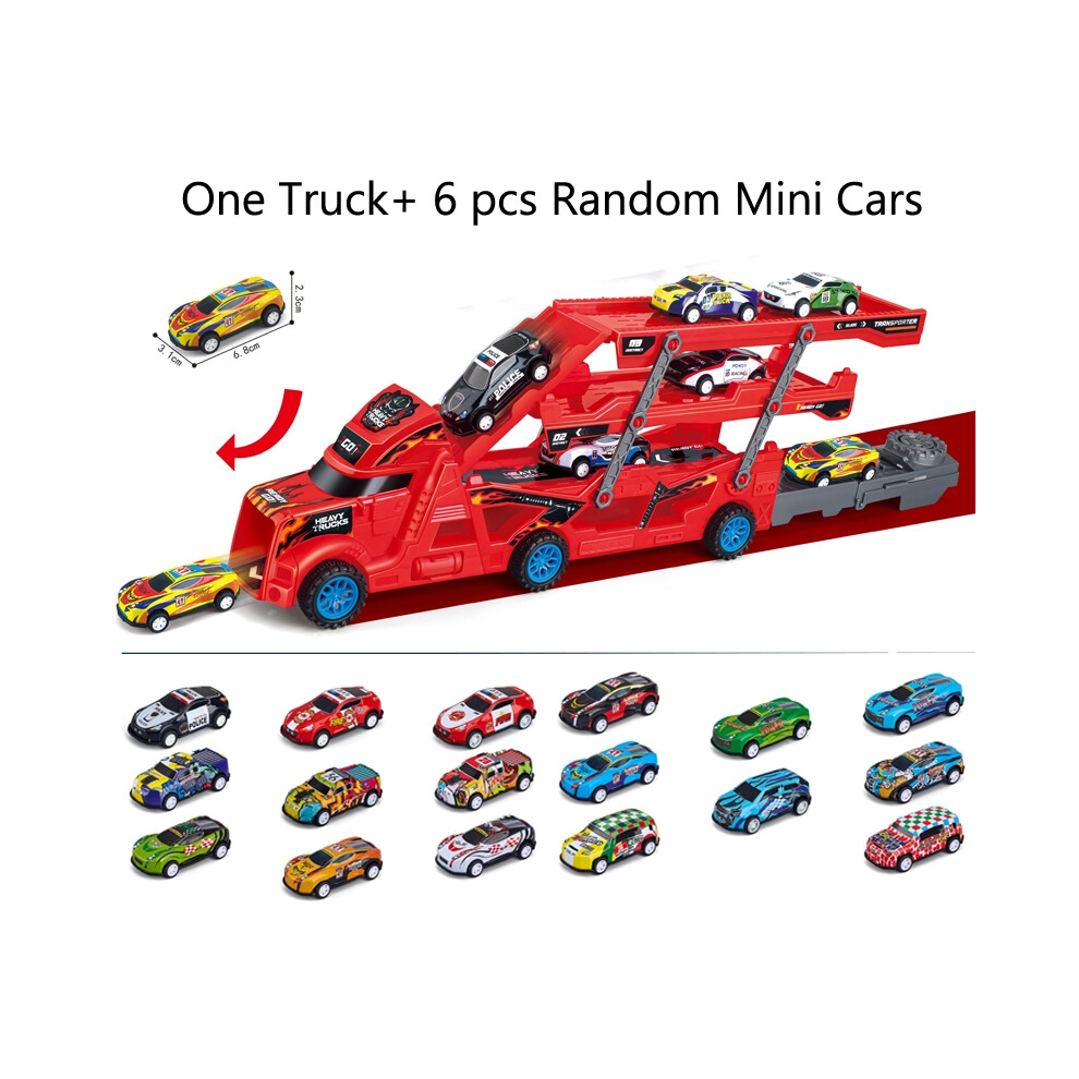 (Red) Large Kid Truck Deformation Transporter Car Toys Models Educational Model