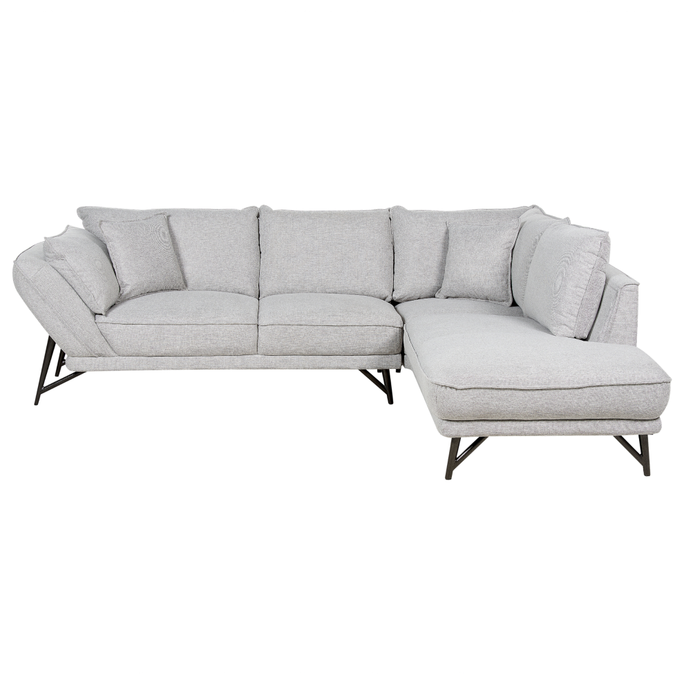 Corner Sofa ELGA Linen Light Grey 3 Seater Left Hand