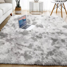 (Silver Tye Dye, 120cm x 170cm (3 ft 11" x 5 ft 7")) Large Shaggy Rug Thick Pile Door Mat Runner Carpet