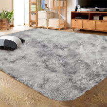 (Silver Tye Dye, 200cm x 290cm (6ft 7" x 9ft 6")) Large Shaggy Rug Thick Pile Door Mat Runner Carpet
