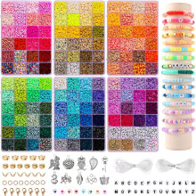 14000 PCS 136 Colors Clay Beads Bracelet Making Kit 6 Boxes Friendship Bracelet Kit Flat Polymer Clay Beads Spacer Heishi Beads for Jewelry Making wit