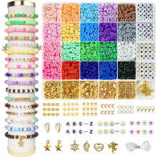 3400 Pcs Clay Beads Bracelet Making Kit, Friendship Bracelet Kit for Jewelry Making, Flat Polymer Heishi Beads with Charms, Gifts Crafts Set for Girls