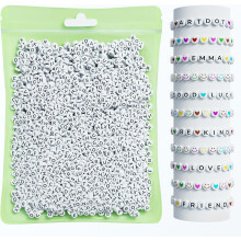 800 Pieces Letter Beads Kit, 28 Styles Friendship Bracelets Jewelry Making Kit, Assorted Alphabet Beads Colorful Smiley Face Preppy Beads Heart Beads