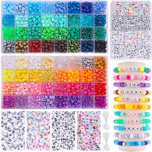2350 Pcs Rainbow Pony Beads & Letter Beads Kit for Jewelry Making - 64 Colors, 5 Styles, Elastic Strings, 3 Storage Boxes, for Girls