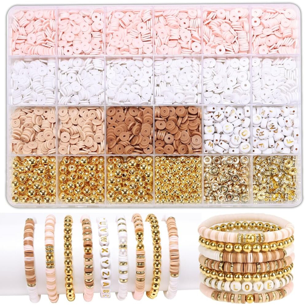 Bracelet Making Kit Friendship Gold Beads Clay Beads Jewelry&Bracelet Making Kit for Teen Girls Charm Bracelet Maker Set with Letter Beaded Kit for Te