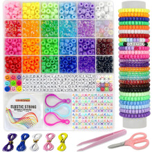 DIY Crafts Gifts for Girls Beading Kits, 1100PCS Pony Beads Bracelet Making Kits with Decorative Beads and Charms, Craft Supplies for Children, Adults