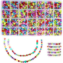 1400 Pieces Letter Beads Kit, 28 Styles Friendship Bracelets Jewelry Making Kit, Assorted Alphabet Beads Colorful Smiley Face Beads Heart Beads with B