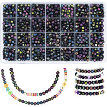 1400 Pieces Letter Beads Kit, 28 Styles Friendship Bracelets Jewelry Making Kit, Assorted Alphabet Beads Colorful Smiley Face Beads Heart Beads with B