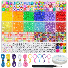 Bracelet Making kit, Craft Bead Making Pony Beads, Polymer Clay Beads, Smiling face Beads, Letter Beads, Jewelry Making kit, DIY Handicraft Gifts for