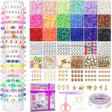 5200 Pcs Clay Beads Bracelet Making Kit for Beginner, Friendship Preppy Polymer Heishi Beads for Bracelets Jewelry Making kit with Charms, DIY Crafts