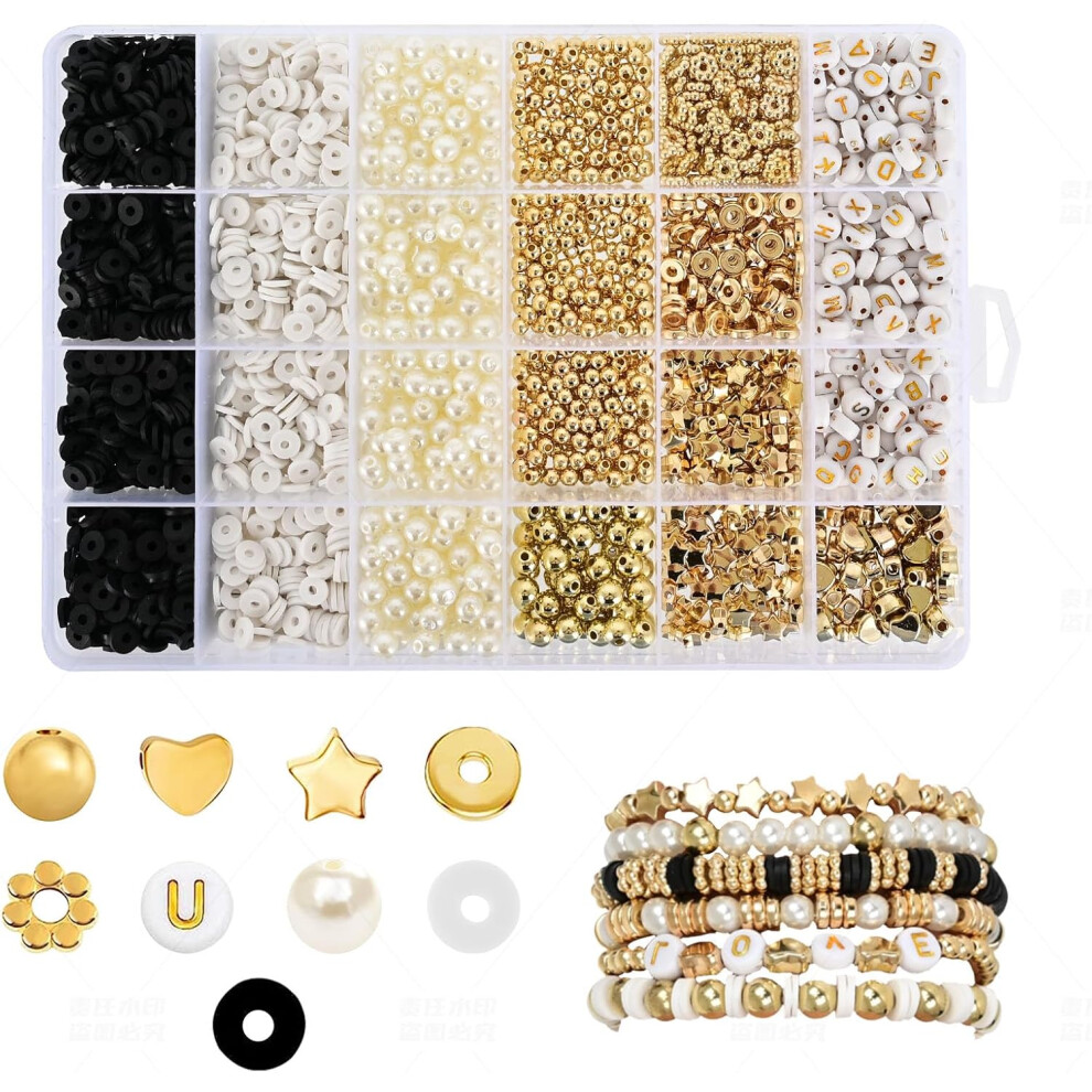 2580pcs Friendship Bracelet Kit?Bracelet Making kit,Clay Beads for Bracelet Making,Gold Letter Beads for Bracelets Making Kit? Pearl Beads for Jewelry