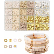 2064pcs Clay Beads for Bracelet Making Kit for Girls Adults 4 Colors Clay Beads for Jewelry Making Supplies Charm Friendship Bracelet Kit with Gold/Le