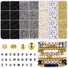 5000 Pcs Clay Beads Bracelet Making Kit Friendship Bracelet Beads Kit Heishi Beads Polymer Flat Round Clay Beads for Bracelets Jewelry Making with Let