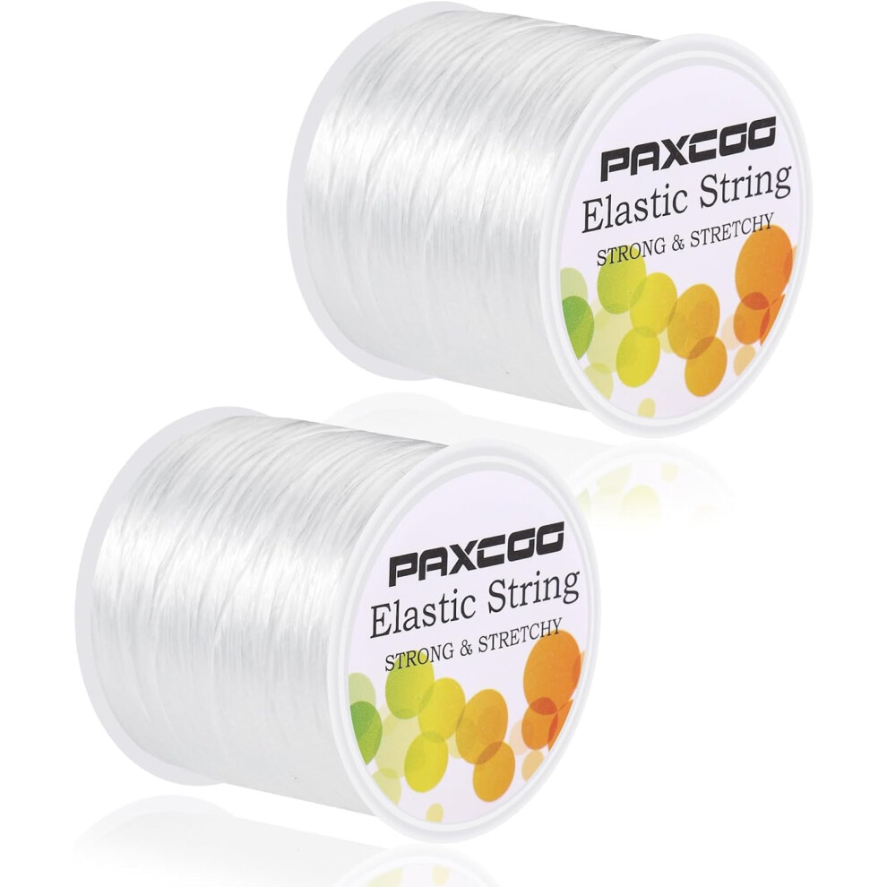 2 Rolls Elastic String for Bracelets, Stretch Magic Elastic String Bead Cord Jewelry Thread for Bracelet, Necklaces, Clay Beads, Pony Beads (White)