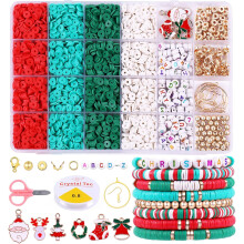 3500 PCS Christmas Clay Beads Kit for Bracelets Making, Polymer Heishi Beads for Jewelry Making, Letter Beads Friendship Bracelet Kit with Christmas C