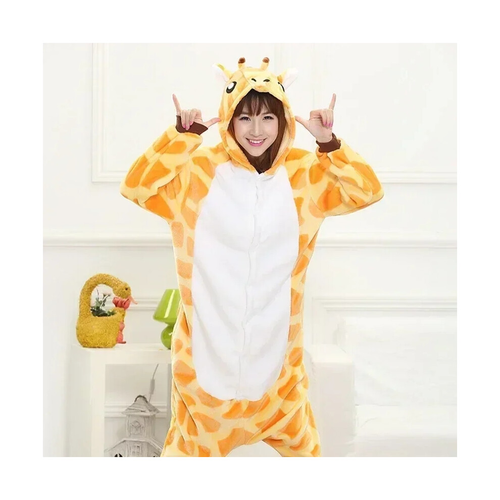 (CJL, L) Giraffe Onesie Adult Animal Pajamas Suit Women Men Kids Sleepwear Onepiece Winter