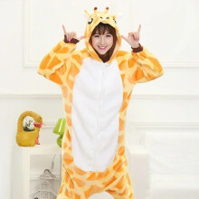 (CJL, M) Giraffe Onesie Adult Animal Pajamas Suit Women Men Kids Sleepwear Onepiece Winter