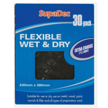 Wood Paint Plaster Flexible Wet & Dry Paper Coarse 240 Grade Pack 30