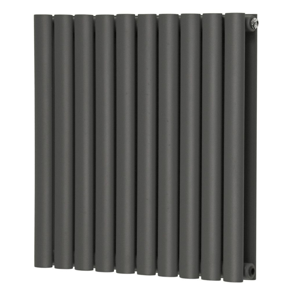 600 x 590mm Horizontal Designer Radiator Anthracite Double Oval Tube | Norden