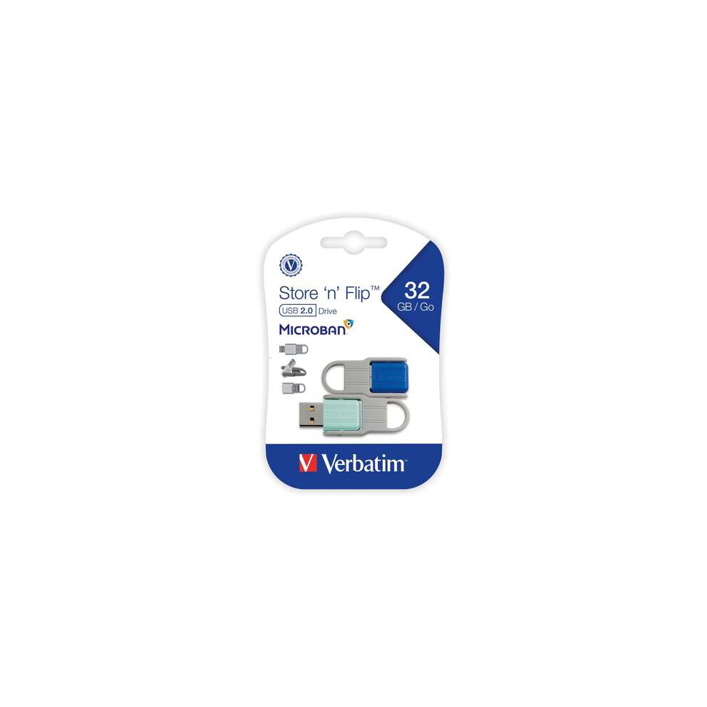 Verbatim USB 2.0 Drive 32GB Store 'N' Flip 2 pack