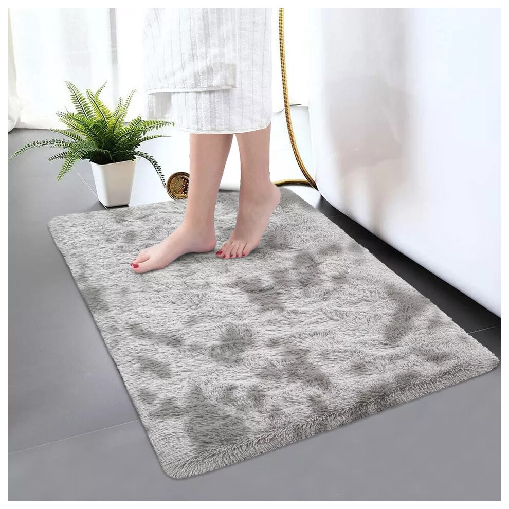 Moonlight Bedding Limited (60Cm X 110Cm (2Ft X 3Ft 7")_Door Mat, Silver Light Grey) Grey Shaggy Large Rugs Runner & Non Slip Bath Door Mats Silver,Grey
