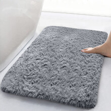 (50cm x 80 cm (1 ft 6 in x 2 ft 6 in)- Small Shaggy Bath Mat/ Door Mat, Grey Shaggy) Non Slip Rugs Fluffy Shaggy Runner Rug Carpets Mat