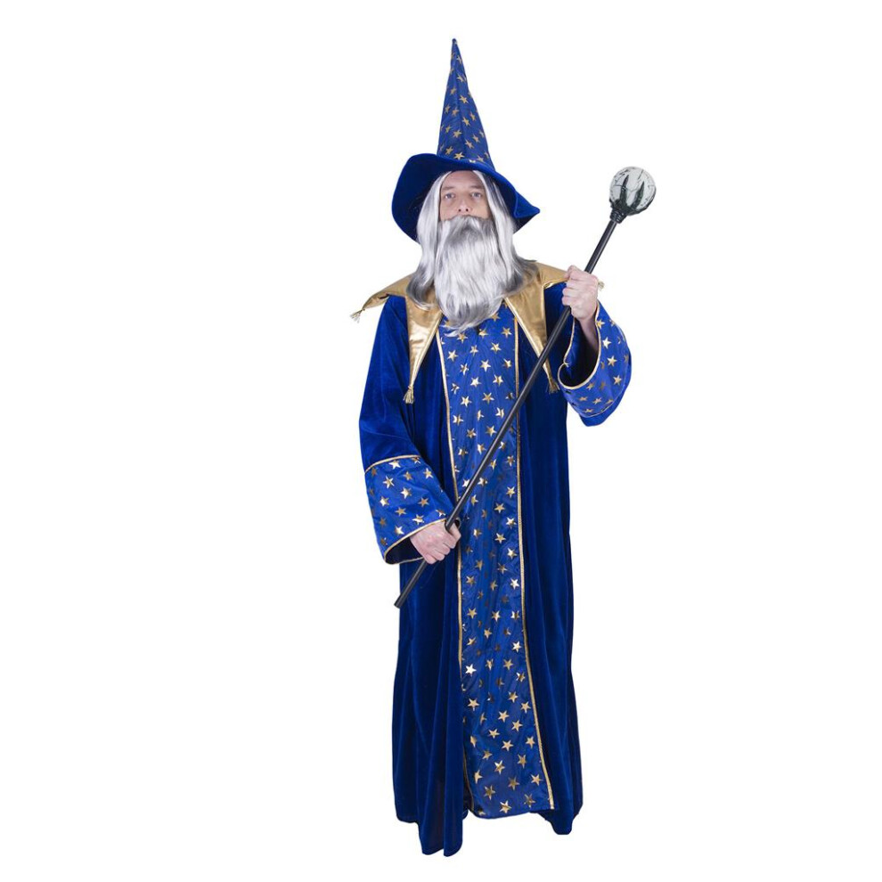Photos - Fancy Dress Blue , Gold Star Wizard Costume & Hat Blue,Gold