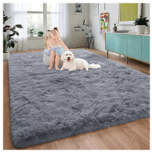 (160cm x 230cm (5ft 3" x 7ft 6")- Large Shaggy Area Rug, Grey Shaggy) Non Slip Rugs Fluffy Shaggy Runner Rug Carpets Mat