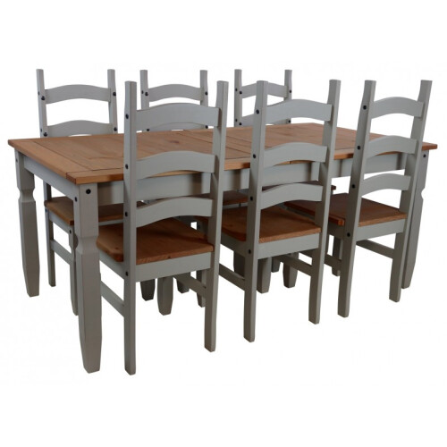 Mercers Furniture Corona Grey Wax 6'0" Dining Table & 6 Chairs Solid Pine 2