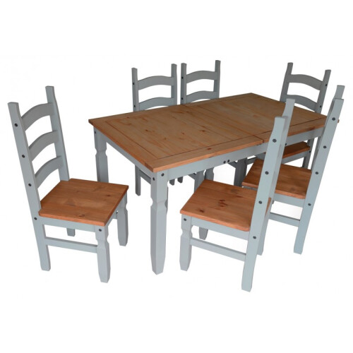 Mercers Furniture Corona Grey Wax Large Extending Dining Table & 6 Chairs 2