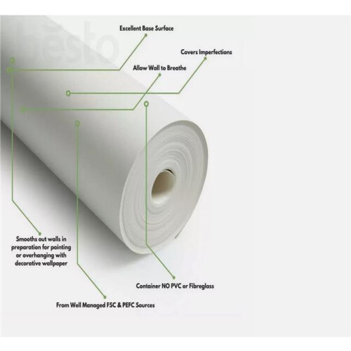 Lining Paper 800 Grade Covers Walls Ceilings Roll 10m 5.3m2 Coverage 2