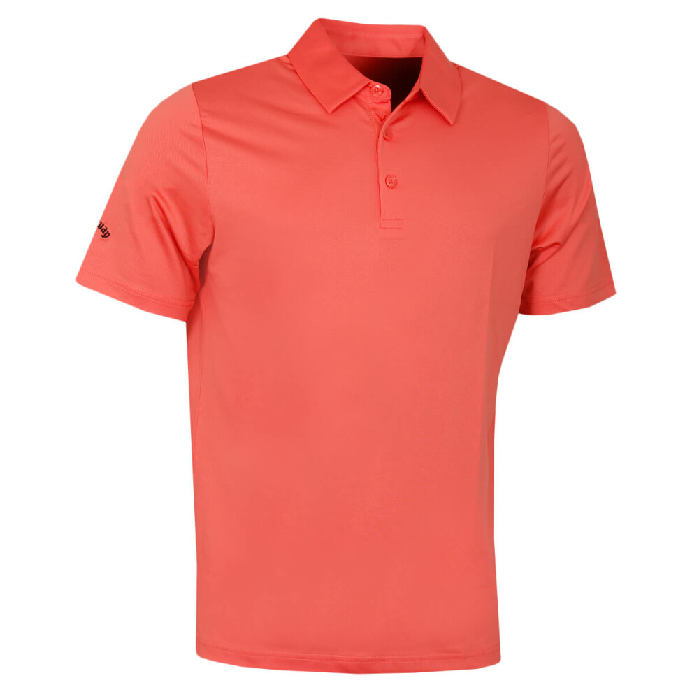 (L, Spiced Coral) Callaway Golf Mens Swingtech Solid Stretch Moisture Wicking Polo Shirt