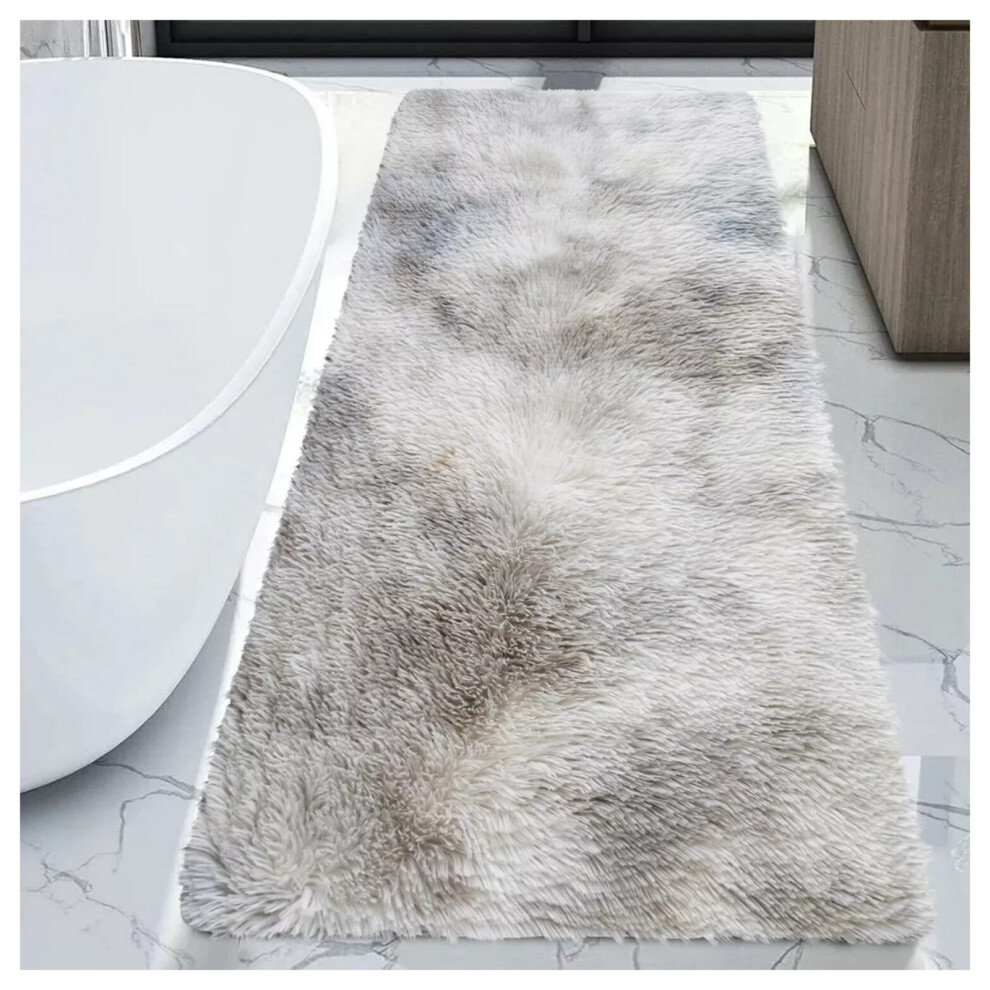 (60x110 cm (2ft x 3ft 7in)- Large Door Mat/ Bath Mat, Tie-Dye Light Grey Rugs) Extra Large Shaggy Rugs Living Room Rug Carpet Mat