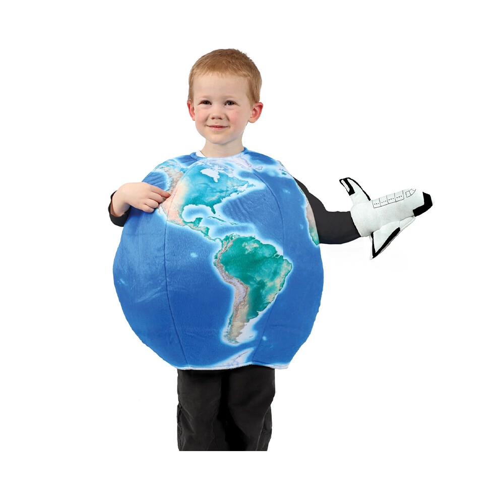 (Earth And Airplane, Height 105-115cm) Girl Planet Earth Day Globe Halloween Purim Carnival Fancy Dress Up Boy Round Earth Costume For Child