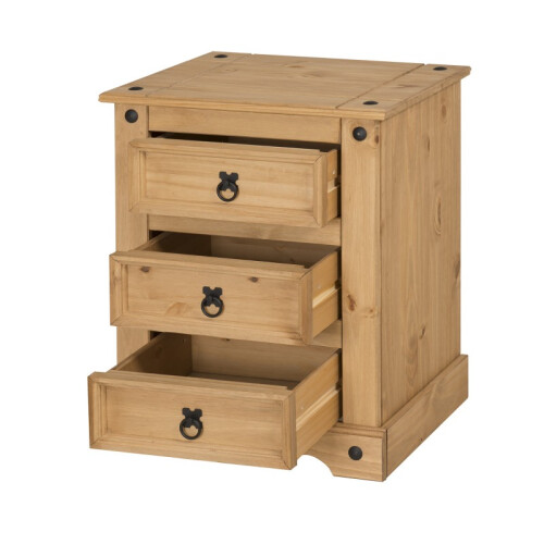Mercers Furniture Corona 3 Drawer Bedside Cabinet LARGE Solid Pine bedroom Furniture 2