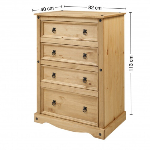 Mercers Furniture Corona Compact 4 Drawer Chest Solid Wood Pine Wooden Bedroom 2
