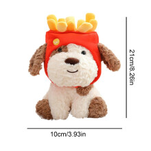 (Brown) French Fries Hat Plush Dog Stuffed Animal Cute Funny Stuffed Doll Soft Throw Pillow Plushie Toys for Children Christmas Gifts