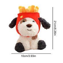(black) French Fries Hat Plush Dog Stuffed Animal Cute Funny Stuffed Doll Soft Throw Pillow Plushie Toys for Children Christmas Gifts