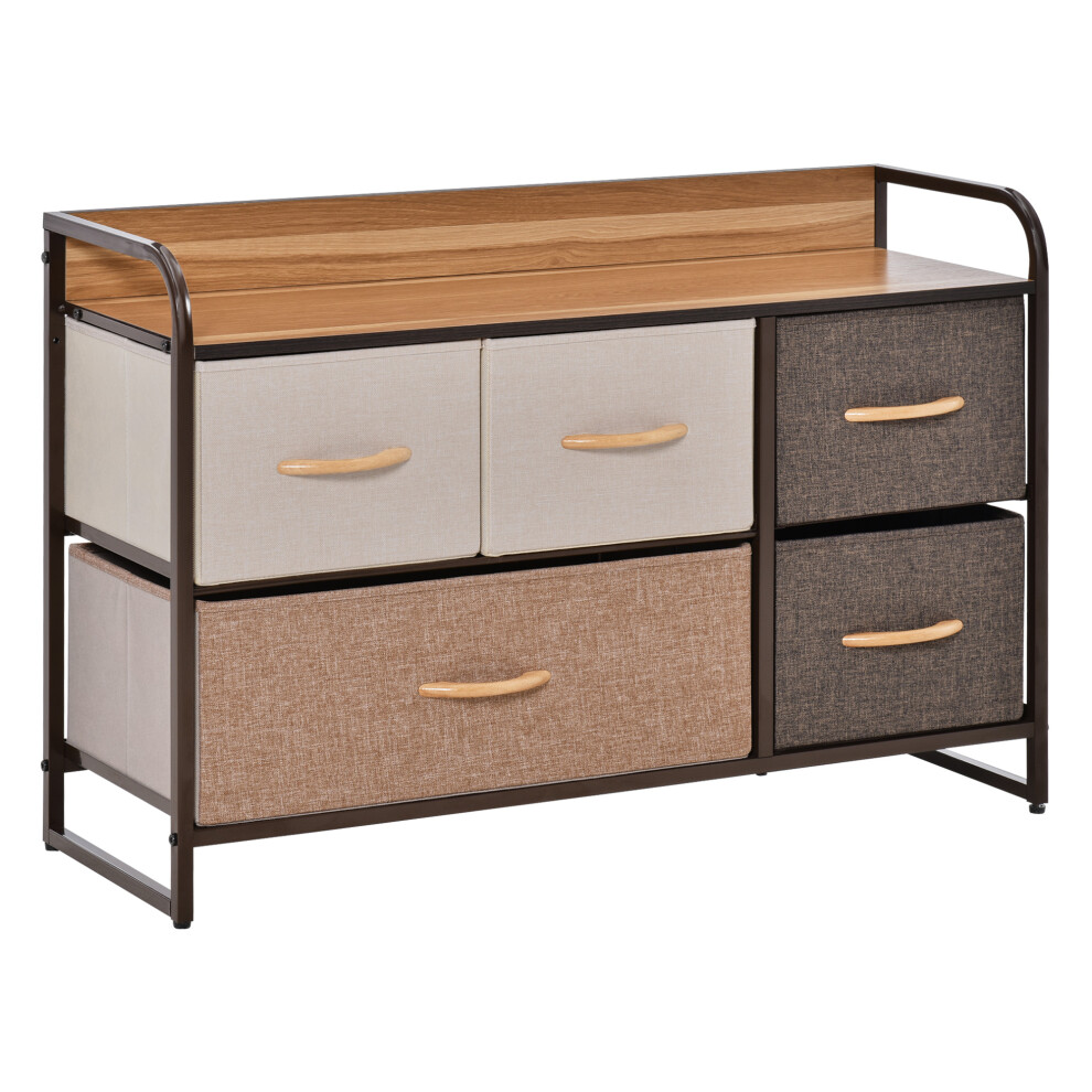 Homcom Drawer Dresser Tower Unit Clothes Storage Organizer With Wood Top, Steel Frame