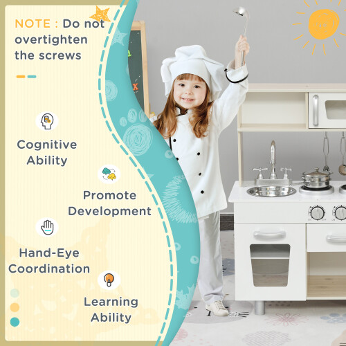Homcom HOMCOM Luxury Kitchen Playset with Accessories Pretend Cooking Set White 2