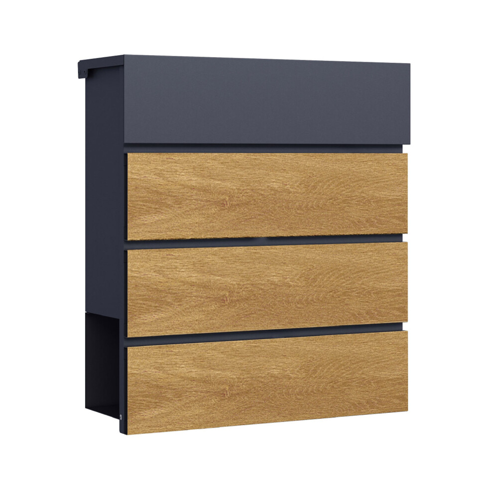 Phoenix Estilo Top Loading Letter Box MB0126KW in Graphite Grey & Wood